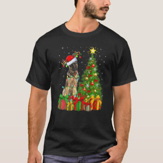 T-shirt Lumières de vacances de Noël Santa Chien Berger Al