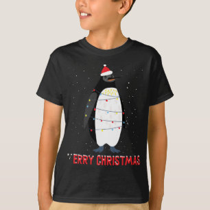 T-shirt Lumières des arbres de Noël de pingouin mignon
