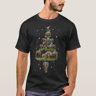 T-shirt Lumières des arbres de Noël des éléphants Amant de