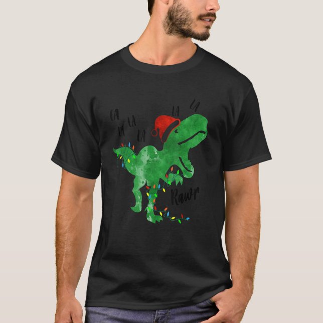 T-shirt Lumières Dinosaur Fa Ra Rawr Noël Rex Boys (Devant)
