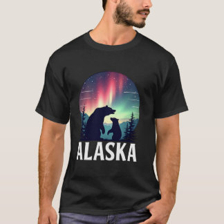 T-shirt Lumières du nord de l'Alaska regarder Mama Baby Po