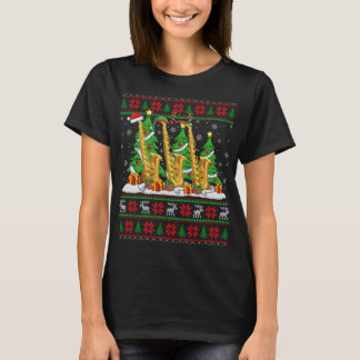 T-shirt Lumières Jeu de Noël Style Cher Père Noël moche Sa
