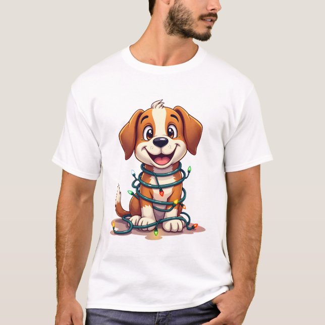 T-shirt Lumières joyeux Beagle (Devant)