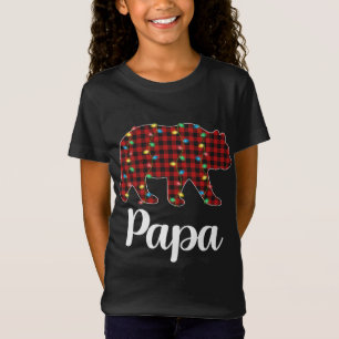 T-Shirt Lumières rouges de Noël Papa Bear Xmas Pajama