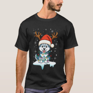 T-shirt Luminaire de Noël drôle Reindeer Chapeau de Père N
