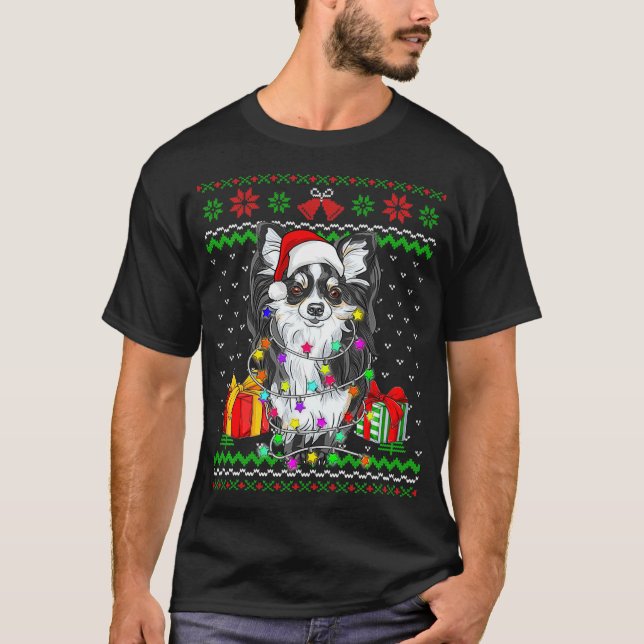 T-shirt Luminaires de Noël doux Chihuahua Chig Chiot (Devant)