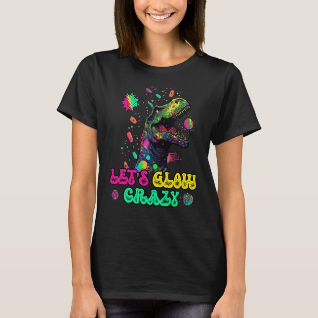 T-shirt Luminons Crazy Rex Dinosaur Costume Super Glow (Devant)