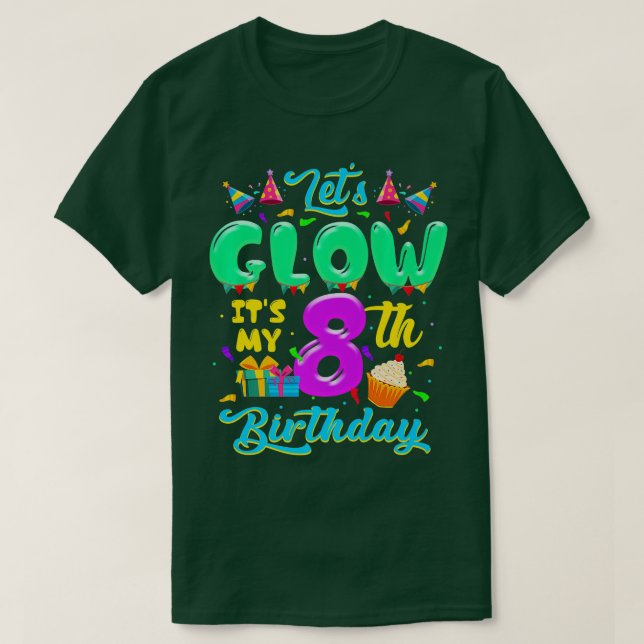T-shirt Luminons Son 8e anniversaire Filles Enfants 8 ans  (Design devant)