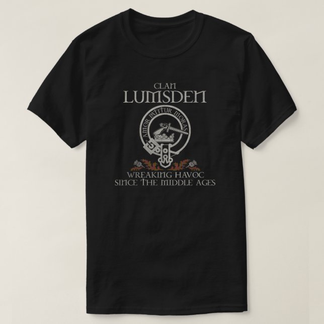 T-shirt Lumsden Clan crête écossaise nom tartan Thistle (Design devant)