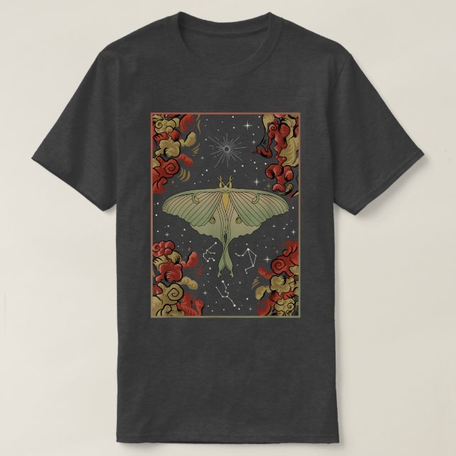 T-shirt Luna Moth Print Dark Academia Aesthetic Witchy Cel (Design devant)