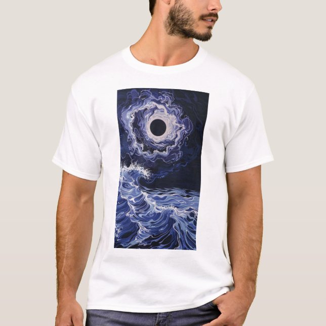 T-shirt Lunar Eclipse bleu et blanc (Devant)