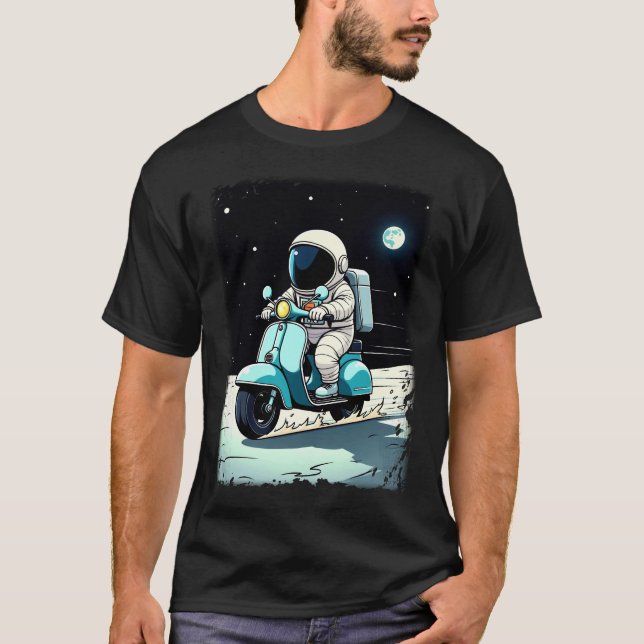 T-shirt LUNAR SCOOTERIST - Dessin 2D amusant d'un astronau (Devant)
