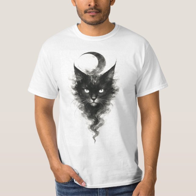T-shirt Lunar Shadow Cat – Mystical Night Creature Artwork (Devant)