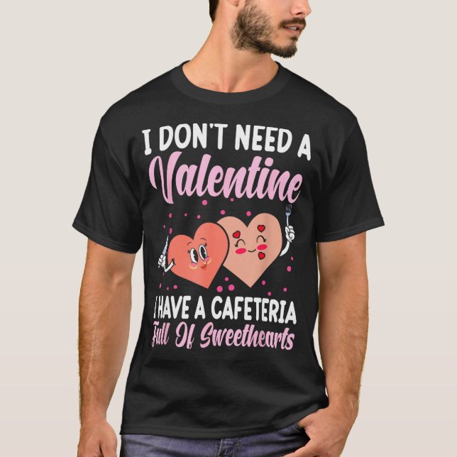 T-shirt Lunch Lady Gift Co. Funny Valentine's Day - Black  (Devant)