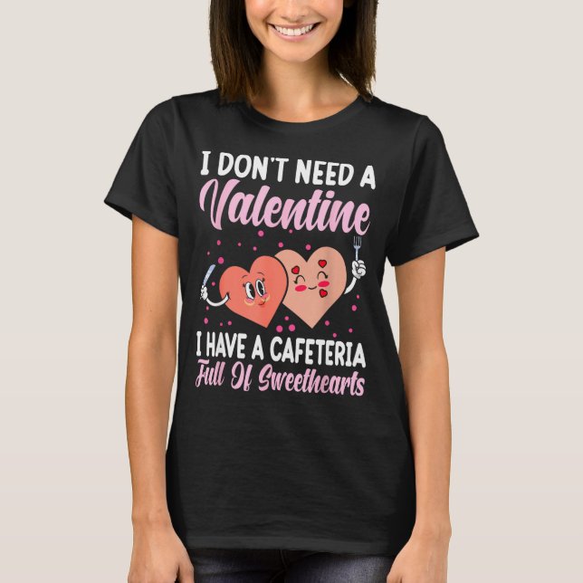 T-shirt Lunch Lady Gift Co. Funny Valentine's Day - Black  (Devant)