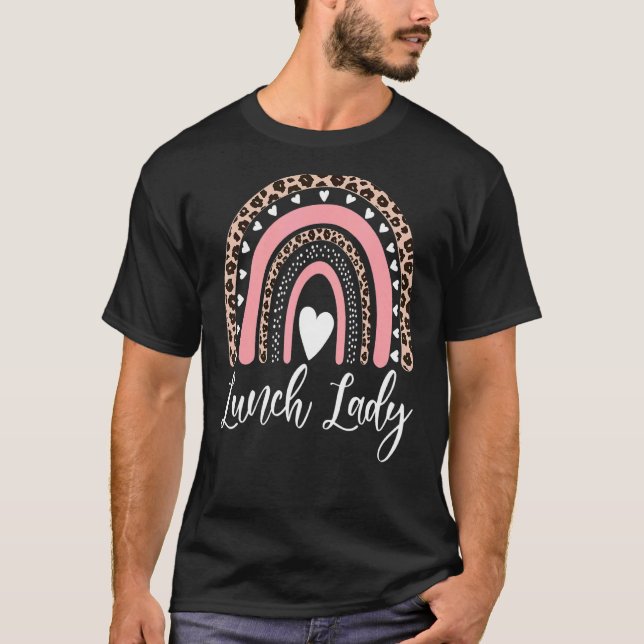 T-shirt Lunch Lady Leopard Rainbow Back To School (Devant)