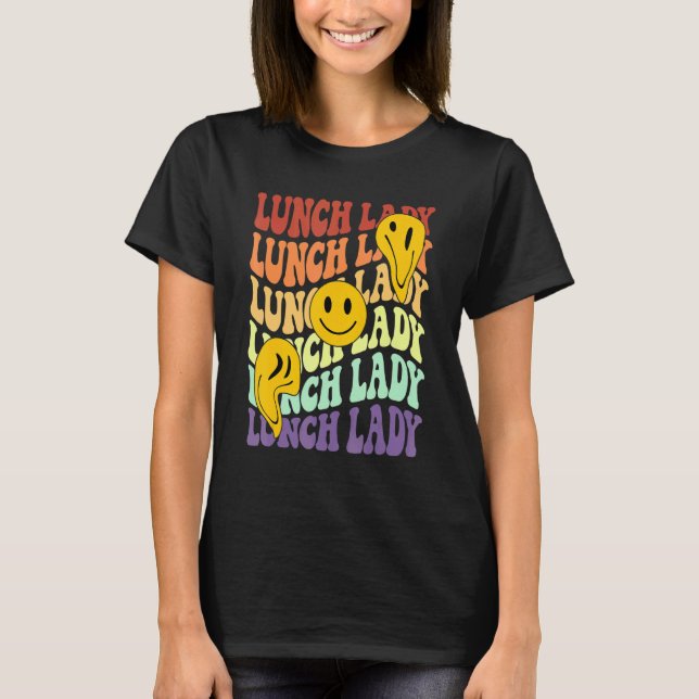T-shirt lunch lady retro smile face back to school Cafeter (Devant)
