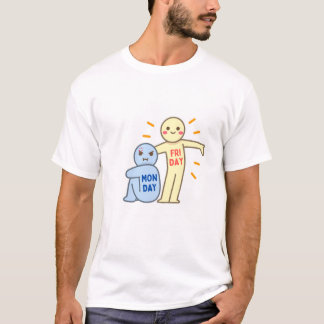 T-shirt Lundi Blues vs Vendredi Vibes - Comic Mood Doodles