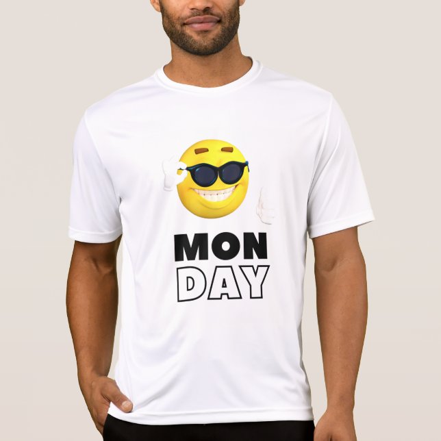 T-shirt Lundi bonjour sourire émotionnel blanc et jaune (Devant)