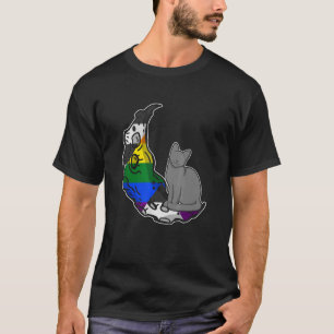 T-shirt Lune Allée Droite Drapeau Chat LGBTQ Espace Sûr Ga