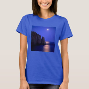 T-shirt Lune au crépuscule Rocher Percé Côte Gaspésienne