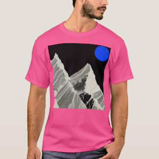T-shirt Lune Bleue Au-Dessus Des Montagnes Enneigées Abstr
