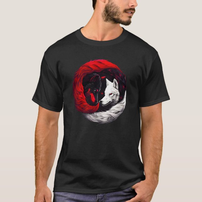 T-shirt Lune Crimson Loup blanc rouge (Devant)