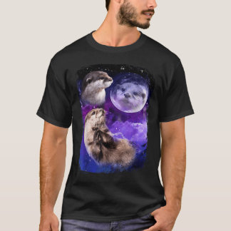 T-shirt Lune d'amant de loutre drôle 3 Loutres mignonnes M