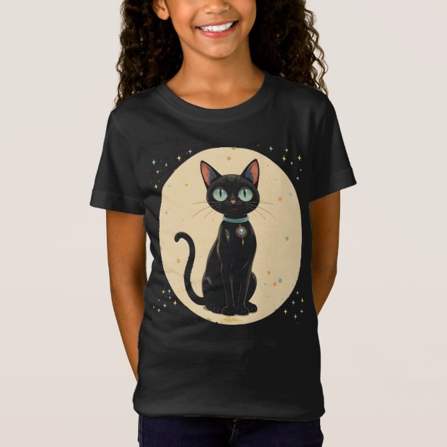 T-Shirt Lune de chat noir atomique futuriste (Devant)