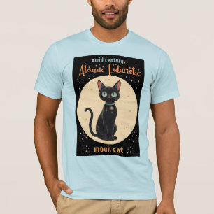 T-shirt Lune de chat noir atomique futuriste avec texte