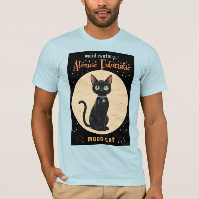 T-shirt Lune de chat noir atomique futuriste avec texte (Devant)