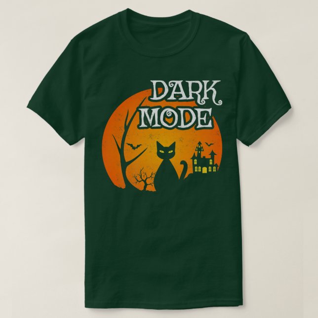 T-shirt Lune de chat noir - Scène Éffrayante - Halloween - (Design devant)
