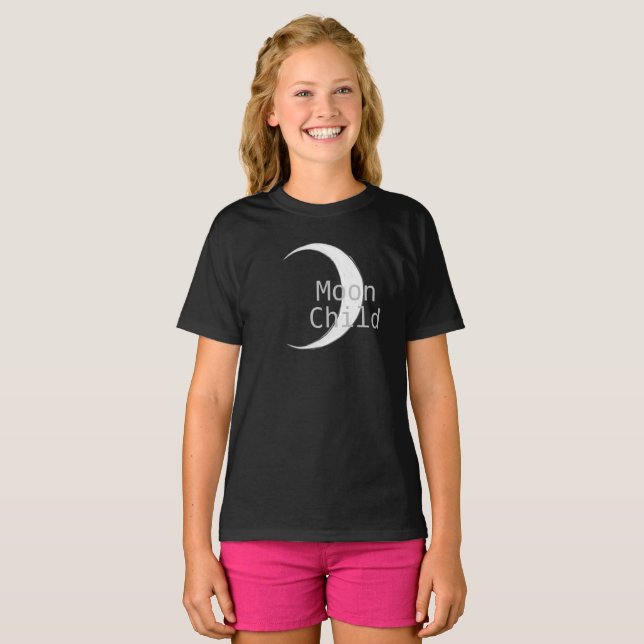 T-shirt Lune de croissant d'enfants de la lune Zodiac (Devant entier)