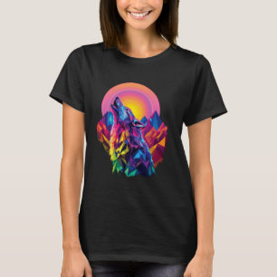 T-shirt Lune de la forêt de loup Lune Vintage Cosmic Howli
