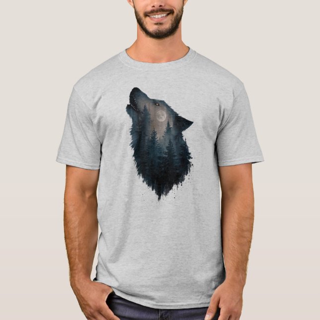 T-shirt Lune de la forêt de Wolf Howl (Devant)