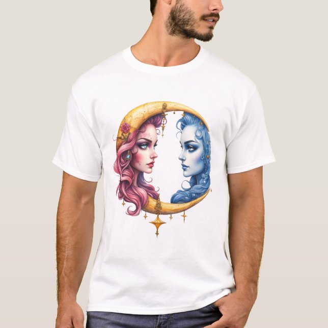 T-shirt Lune de l'Équilibre Éternel – Âmes de Feu et d'Eau (Devant)