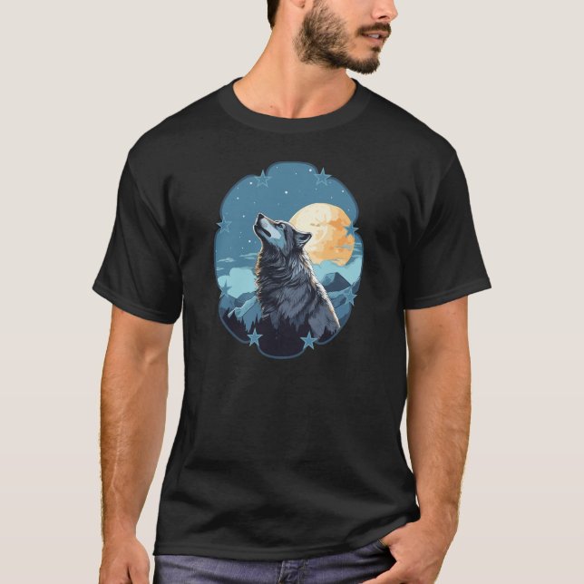 T-shirt Lune de loup étoiles  (Devant)