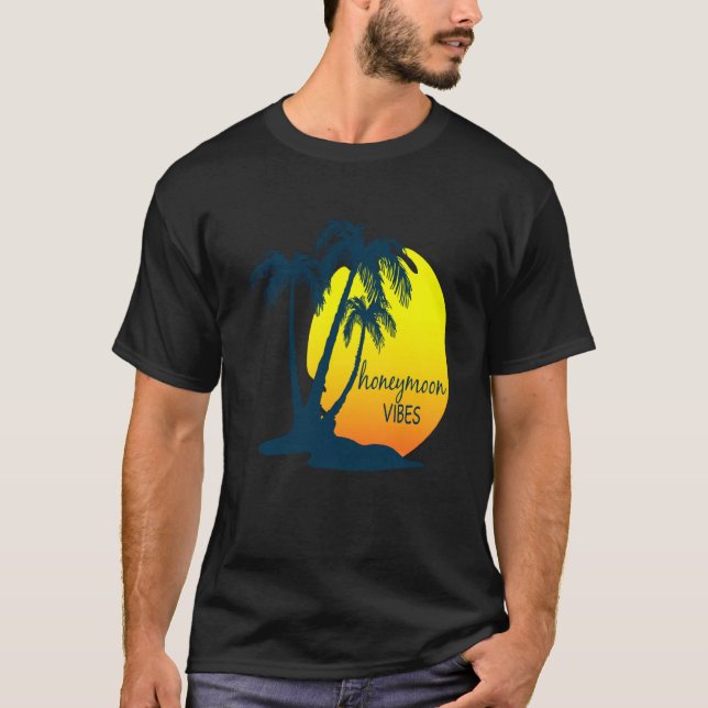 T-shirt Lune de miel Vibes Beach Palm Tree après Mariage V (Devant)