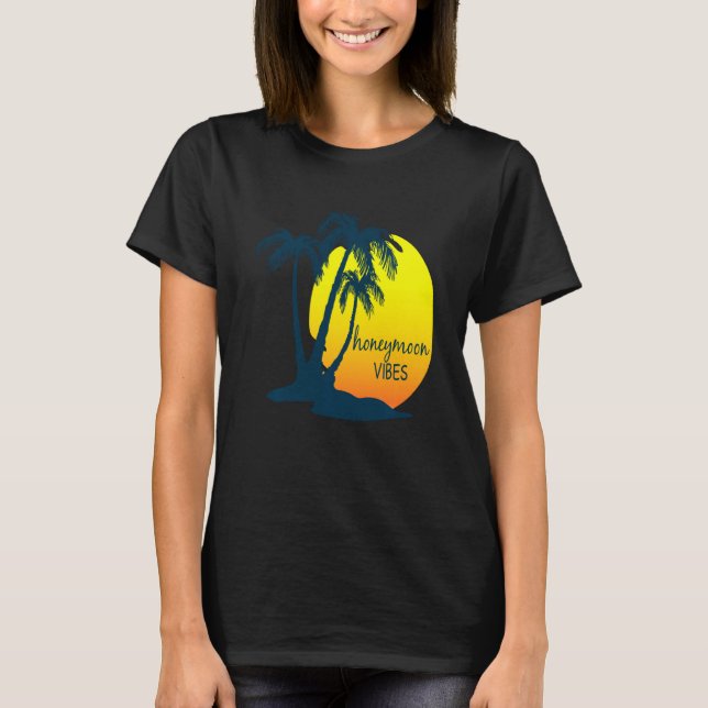 T-shirt Lune de miel Vibes Beach Palm Tree après Mariage V (Devant)