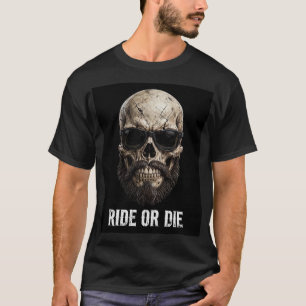 T-shirt LUNE DE MORT Crâne de Motard Barbu Lunettes de Sol