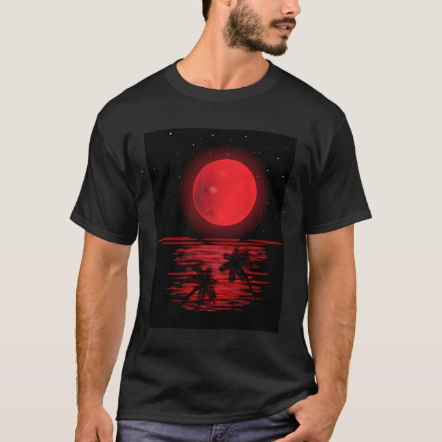 T-shirt Lune de sang éclipse lunaire dans le ciel nocturne (Devant)