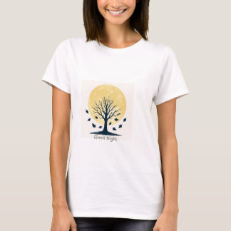 T-shirt Lune dorée et silhouette d'arbre nu – Automne mini