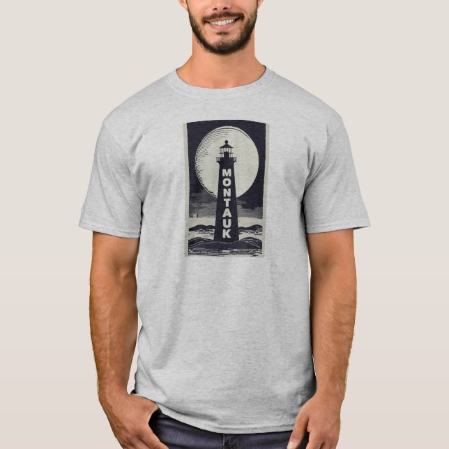 T-shirt Lune du phare de Montauk Point (Devant)