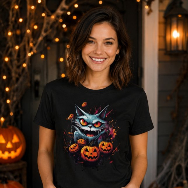 T-shirt Lune effrayante d'Halloween avec Jack O' Lantern (Créateur téléchargé)