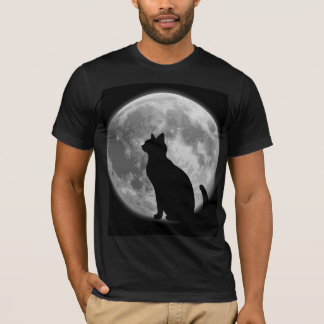 T-shirt Lune et chat noir