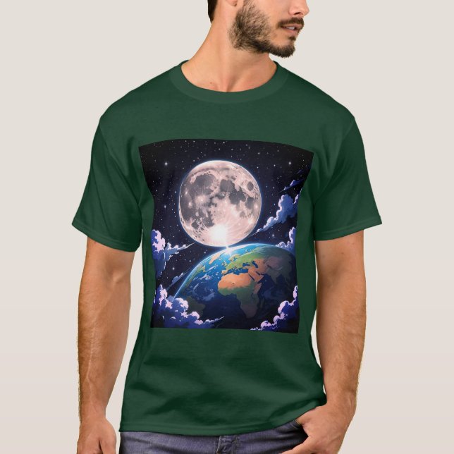 T-Shirt "Lune et planète Terre" (Devant)