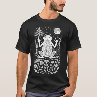 T-shirt Lune mystique de grenouille Linocut Art Forest Pha