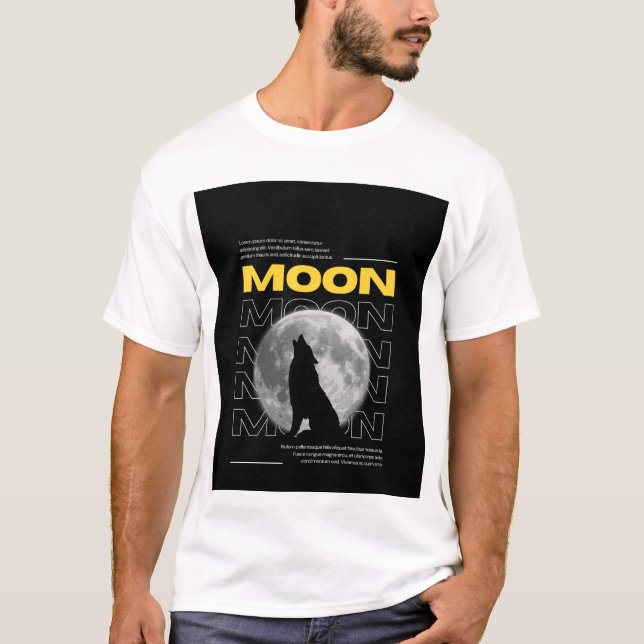 T-shirt Lune noire et Jaune foncée (Devant)