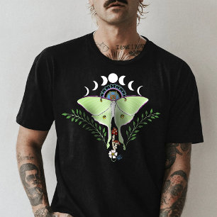 T-shirt Lune Papillon Céleste Éthérée Verte Mystique