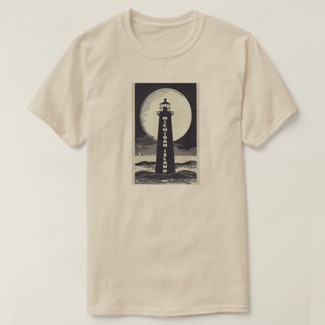 T-shirt Lune phare de Michigan Island (Design devant)